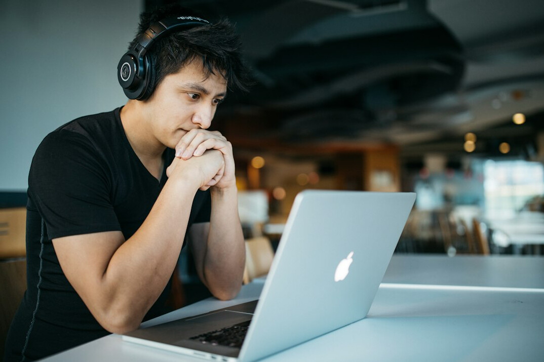 person studying online course
